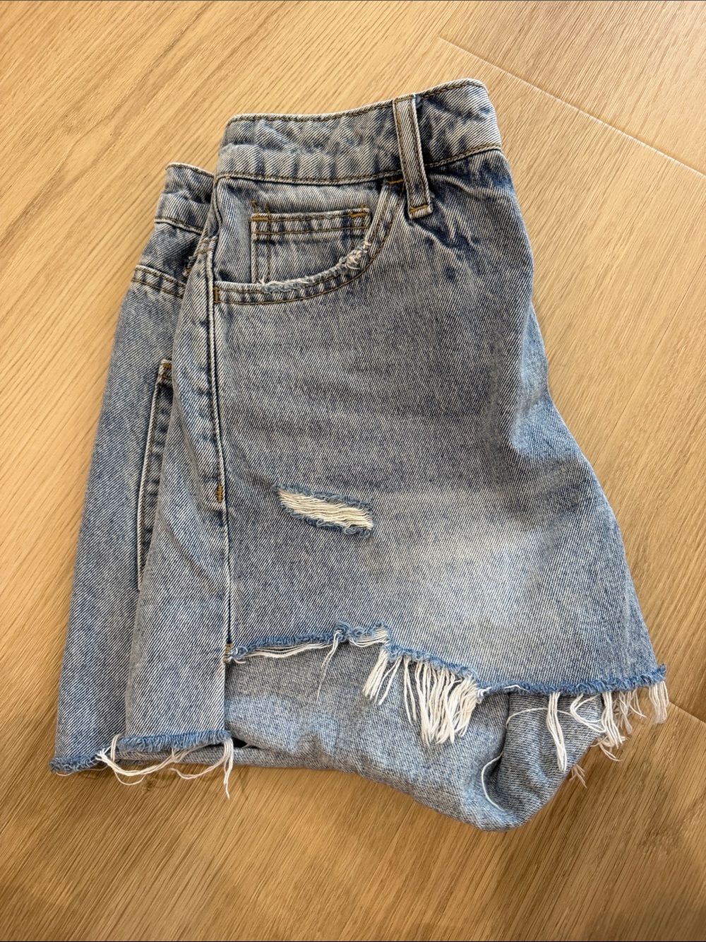 Vince Light Blue Distressed Denim Cutoff Shorts - Picture 5 of 5